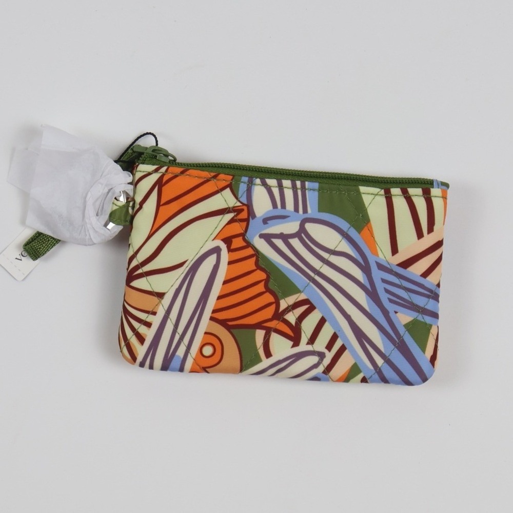 Vera Bradley Zip ID Case Dragonfly By Green Multi Quilted NWT